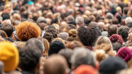 Crowd of People: A Sea of Faces in a Public Gathering of Many People