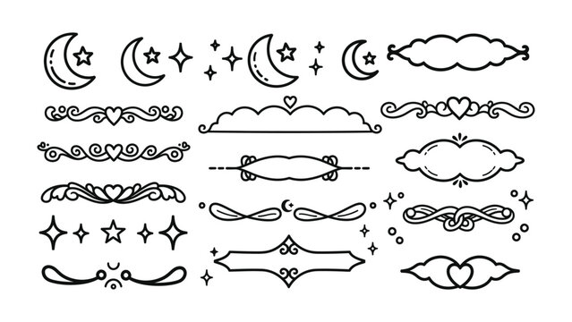 Magical Embellishments: Collection of enchanting celestial and ornamental designs, ideal for adding a touch of whimsy and elegance to your creative projects.