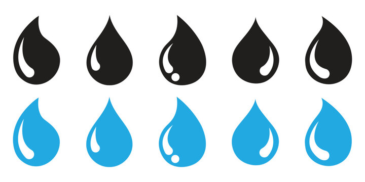Water drop icon symbol in thin line, outline and stroke style for apps. Black Teardrop Droplet Vector Icon. Raindrops icon. Vector illustration, flat and stroke. Blood drops icon on white background