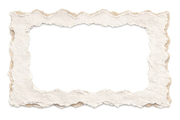 Obraz premium Torn paper frame creating a textured border, blank space for content, vintage scrapbook page design, transparent background