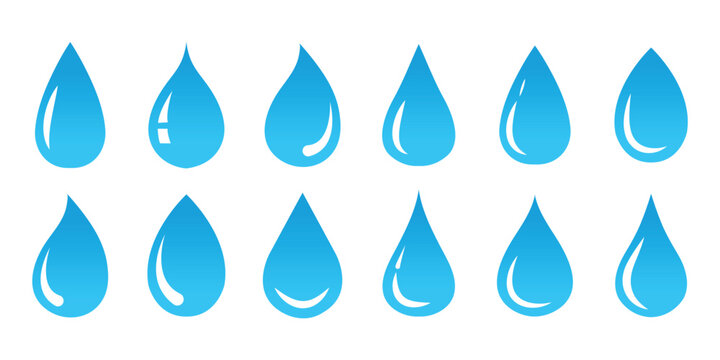 Raindrops icon line style. Graphic design element vectors. Water drop icons logo vector. Minimal teardrop icon set of liquid drops in simple vector silhouettes. Water drop icons linear icon