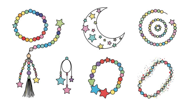 Celestial Embellishments:  A delightful array of star and moon ornaments, beads, and frames, exuding a sense of creativity and festive charm.