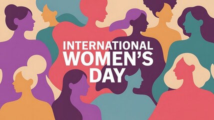 Abstract International Women&rsquo;s Day background with diverse women faces