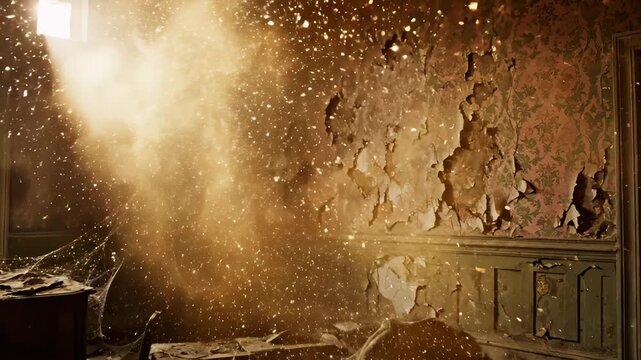 Ethereal Spirit Forms in Abandoned Room With Golden Light