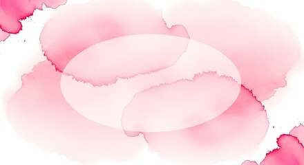 Pink lipstick kiss mark on white paper with watercolor texture background