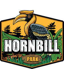 Obraz premium detailed illustration of a hornbill in hand-drawn style