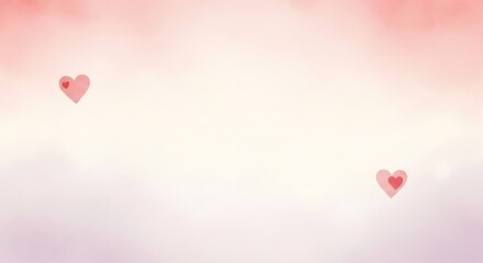 Three red paper hearts floating on soft pink watercolor background minimalist love concept