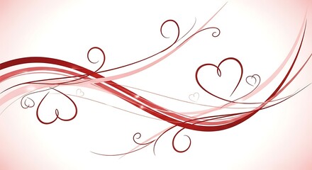 Hand drawn red love hearts swirls elegant calligraphy wedding invitation design sketch