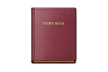 Elegant leather hymn book with gold lettering on gradient background for spiritual themes