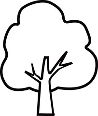 木のアウトライン白黒線画イラスト 透明背景