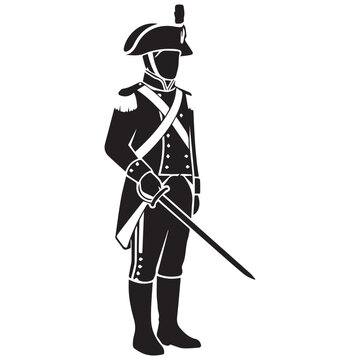 Revolutionary War Soldier Silhouette with Sword