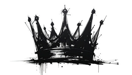 Graphic image of a dark crown with a distressed, painted effect against a black background