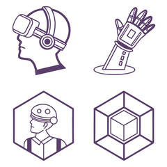Obraz premium Metaverse Virtual Reality and AR Technology Vector Icons