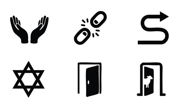 Passover opening door and symbols silhouette set bundle