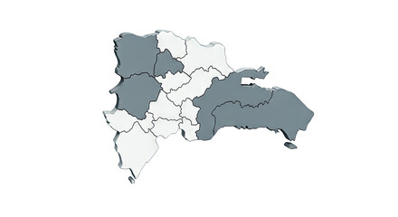 Obraz premium Dominican Republic Map with Provinces in Grayscale