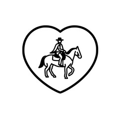 Heart shaped design with horseback rider icon vector art symbolizing romance adventure and equestrian passion