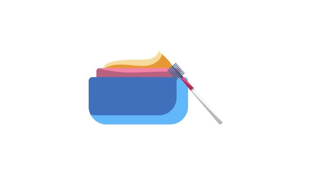 A toothbrush and toothpaste placed inside a blue container, ready for use in dental hygiene.