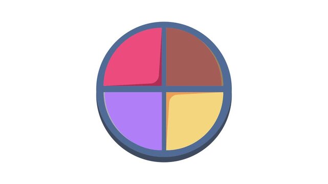 A circle divided into four sections, each filled with a different color: red, blue, green, and yellow.