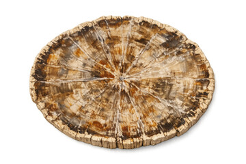 Fototapeta premium Close-up of rustic tree trunk cross-section with detailed growth rings