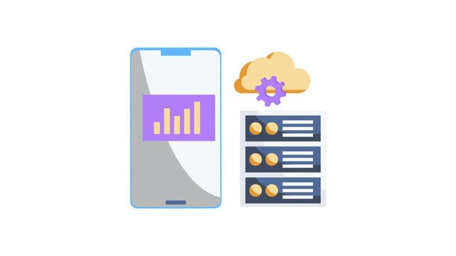  Illustration of mobile app development for Android, featuring programming tools and design layouts on a screen.