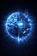 Abstract blue space background with glowing stars and futuristic light energy around a shining planet