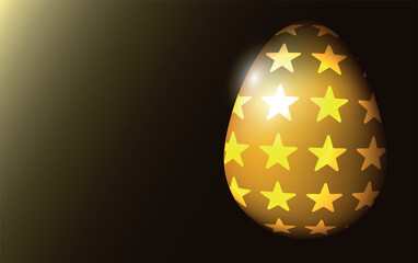 Easter egg with a pattern on a dark background. copy space