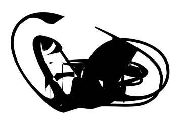 Black and white abstract figure, unspoken emotion.