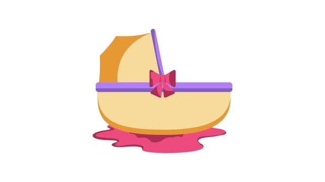 A baby carriage adorned with a pink bow, showcasing a charming and playful design for infants.