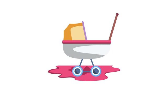 A baby carriage displayed on a vibrant pink background, emphasizing its charming and inviting appearance.