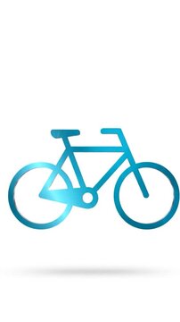 A teal-gradient bicycle icon with shadow on a white background