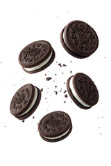 Biscuits with stuffed cream on white background	