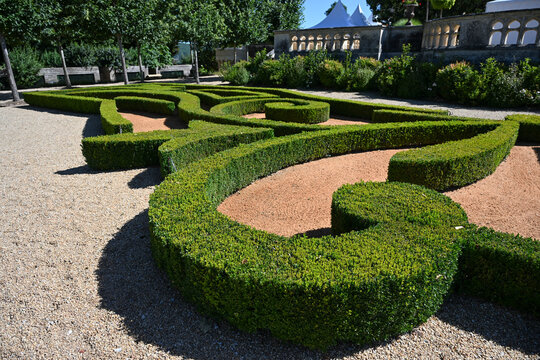Garden of Chateau des Milandes, a manor house in the commune of Castelnaud-la-Chapelle in the Dordogne departement of France. High quality photo