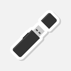  USB flash drive icon computer device sticker isolated on gray background