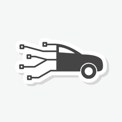 Smart Car electrical computer diagnostics icon sticker isolated on gray background
