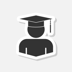 Student icon sticker isolated on gray background