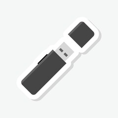  USB flash drive icon computer device sticker isolated on gray background