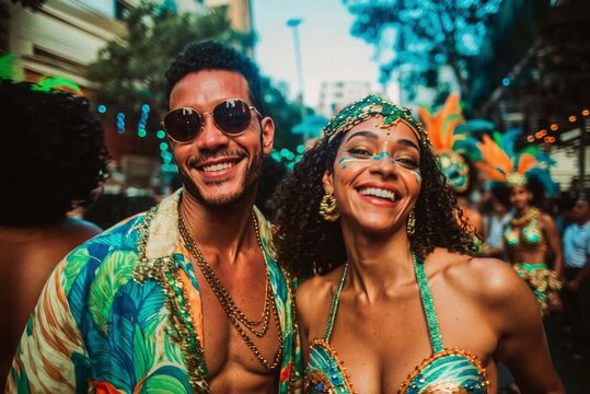 Couple on the street during the Brazilian carnival