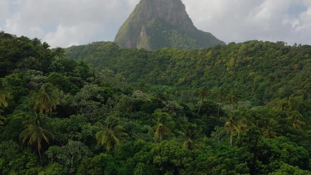 Drone shot of the piton between mountain.