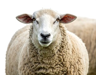A close-up portrait of a sheep with fluffy wool and alert expression