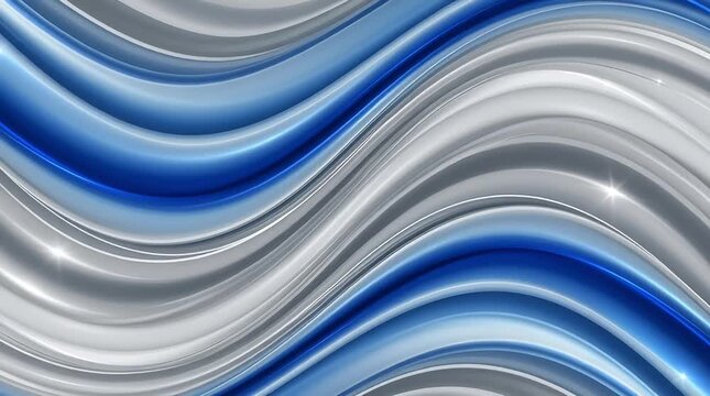 Dynamic blue and silver wave pattern with shiny gradient effect