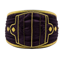 Purple and Gold Embroidered Fabric Belt with Floral Patterns embroidery
