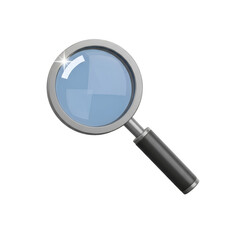 Magnifying glass with blue lens on black background search investigation