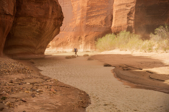 Hiker Navigating Fierce Utah Dust Storm