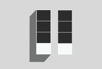 Vector Retro photo booth strips and instant film frames with blank placeholders. Minimalist vintage snapshot mockup templates for photography layouts, scrapbooking, and social media memories.