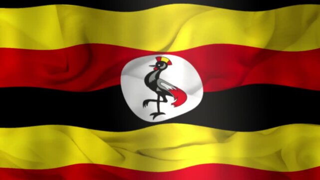 National Flag of Uganda, Uganda 3D Animation National Flag waving in the wind. 4K Uganda National Flag Animation waving with fabric texture.
