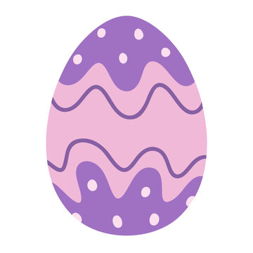 Hand drawn pink and purple easter egg doodle flat illustration