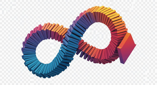Abstract 3D Infinity Loop Symbol Made of Colorful Rectangular Blocks for Business Success Concept