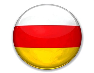 A 3D-rendered sphere with white, red, and yellow horizontal stripes