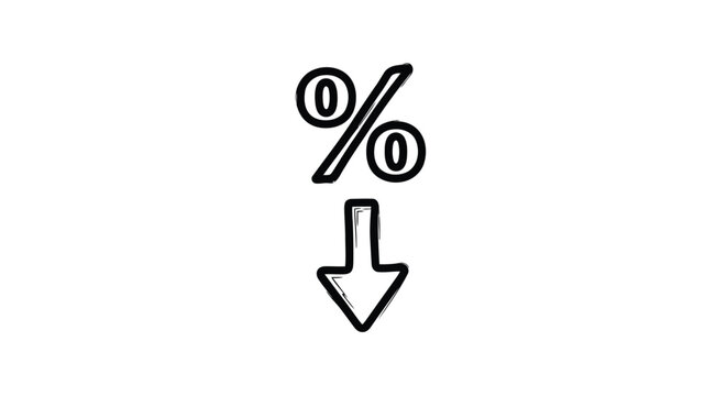 Discount percentage symbol with downward arrow