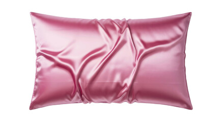 Pink soft silky pillow with elegant folds, cut out, stock png, isolated on transparent background